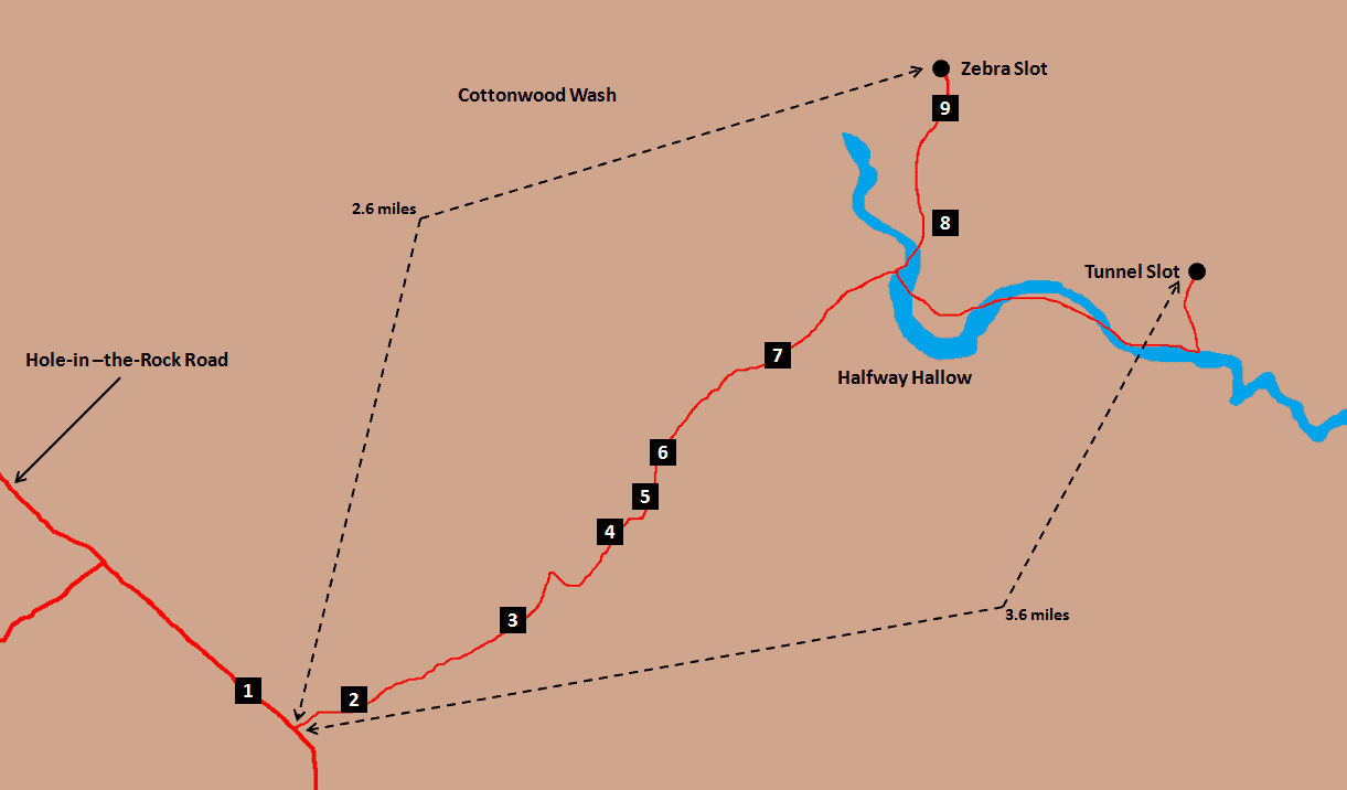 Zebra Slot Hike Map