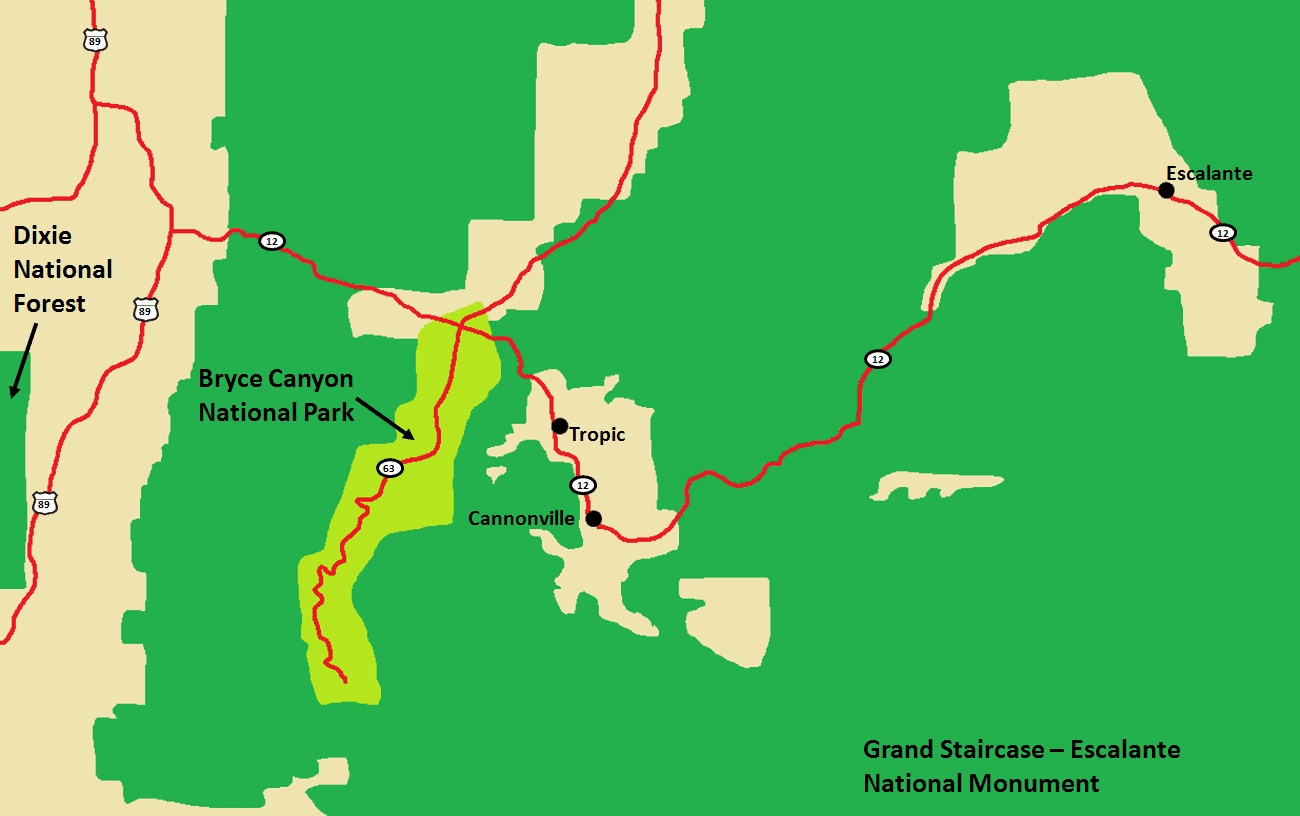 Bryce Canyon Area Map