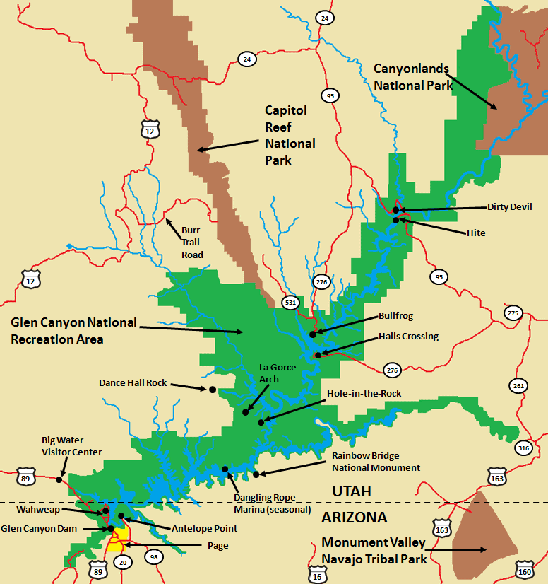 Glen Canyon National Recreation Area Map