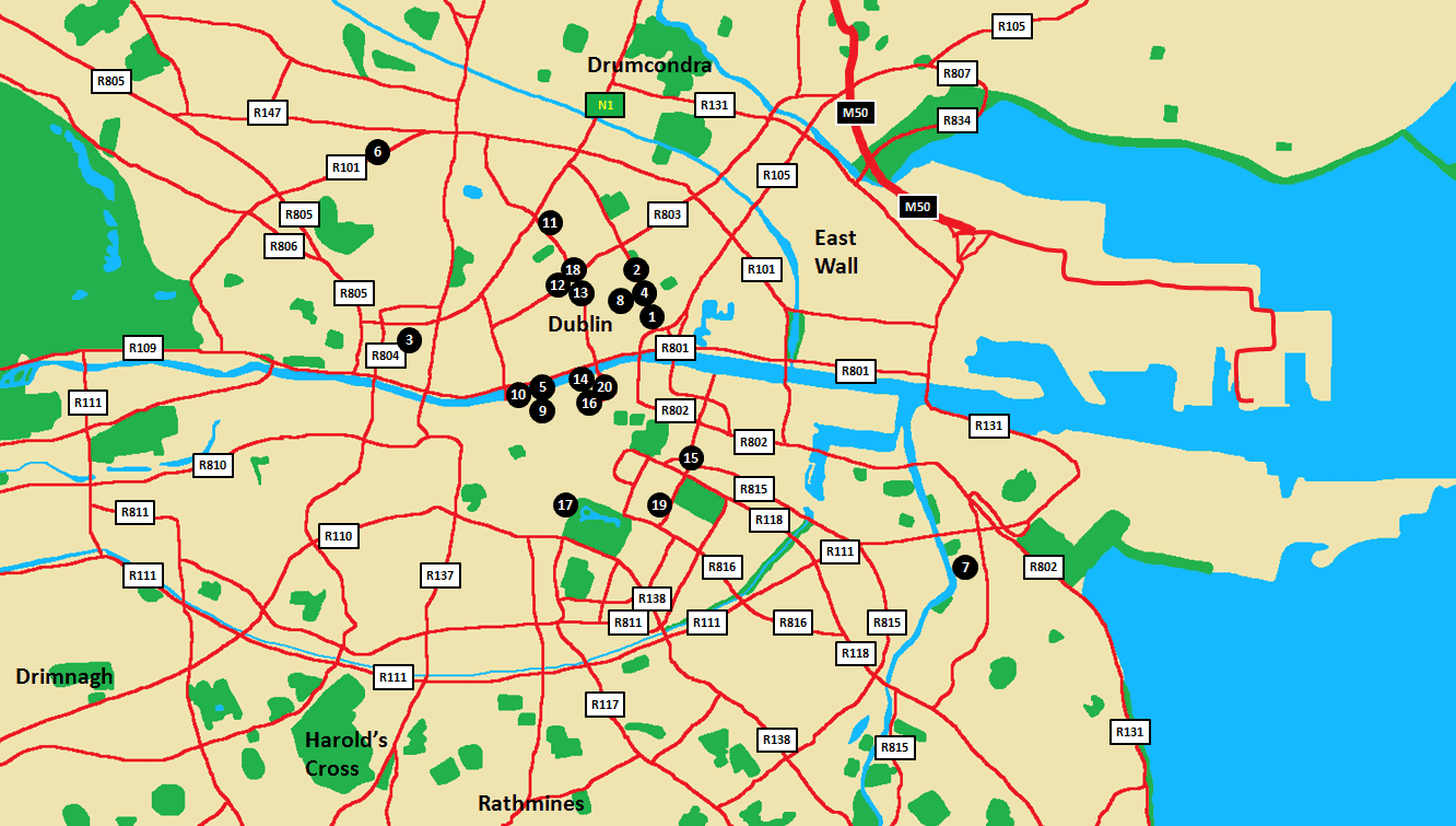 Dublin Accommodations Map