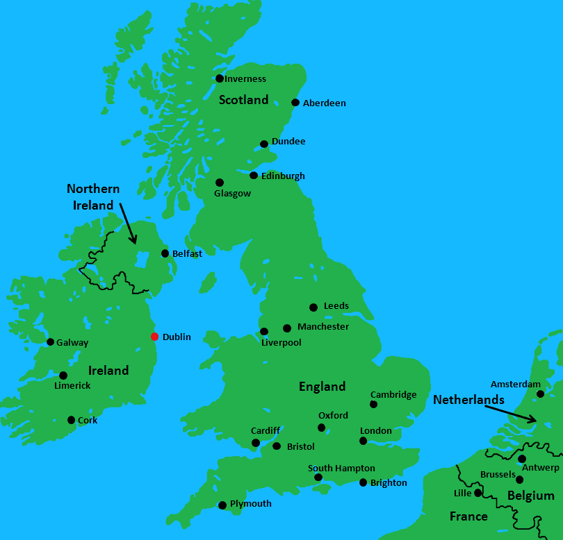 Ireland and UK Map