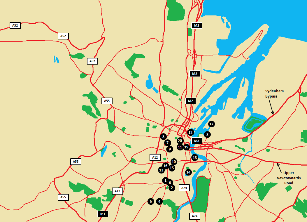 Belfast Accommodations Map