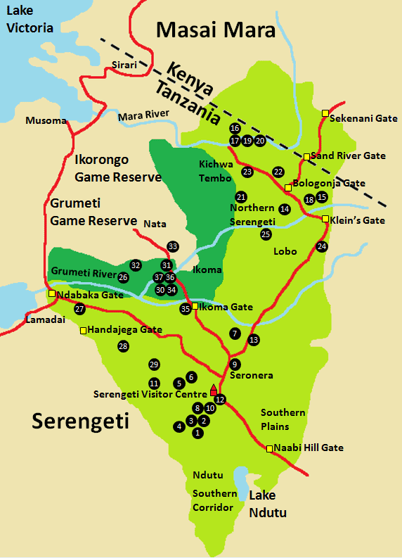 Serengeti Lodges and Campsites Map