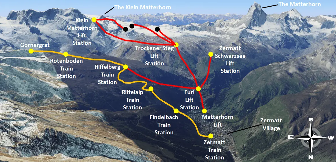 Zermatt Train and Lift Map