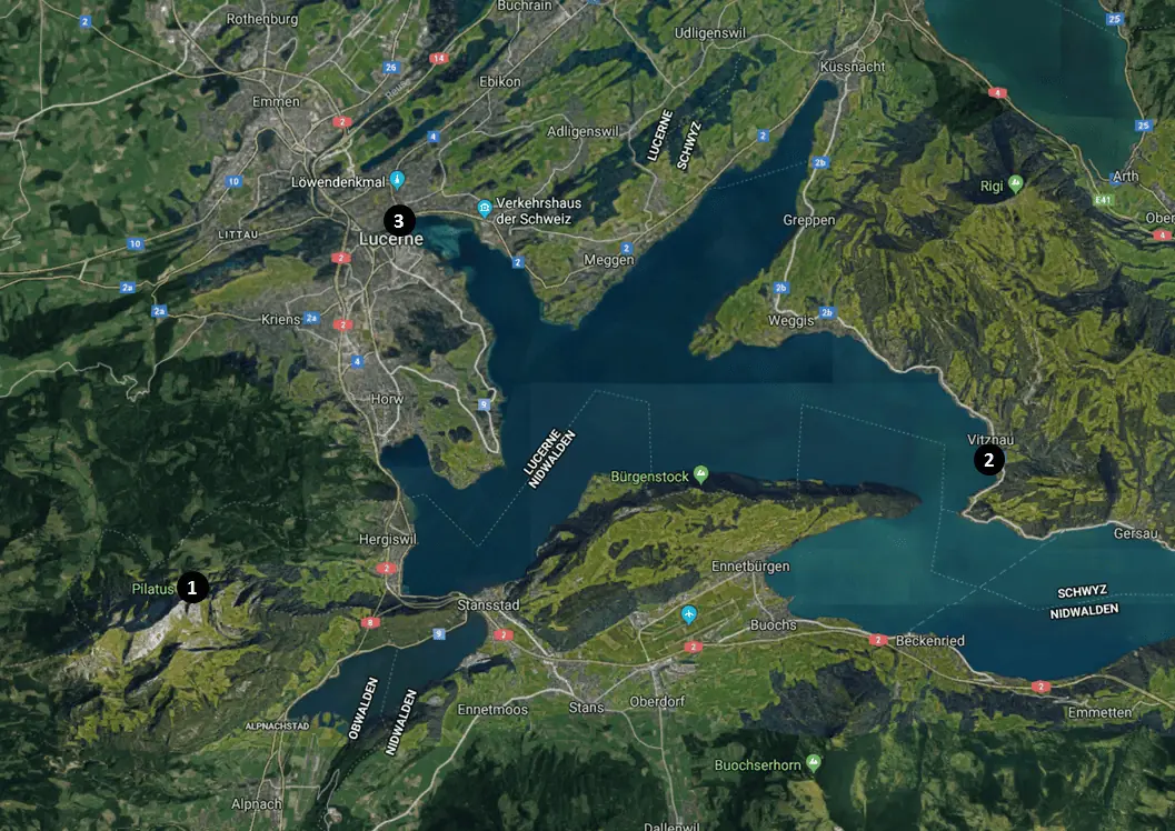 Lucerne Overview Attractions Map
