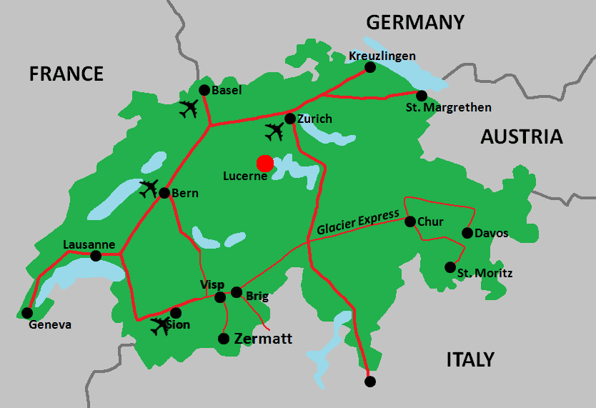 Lucerne, Switzerland Region Map