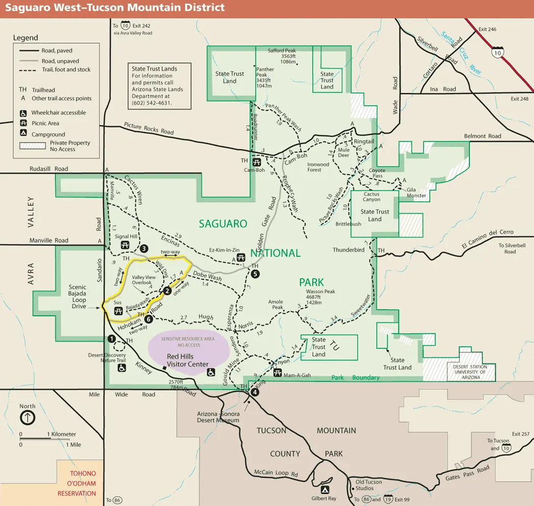 Saguaro National Park - West Map