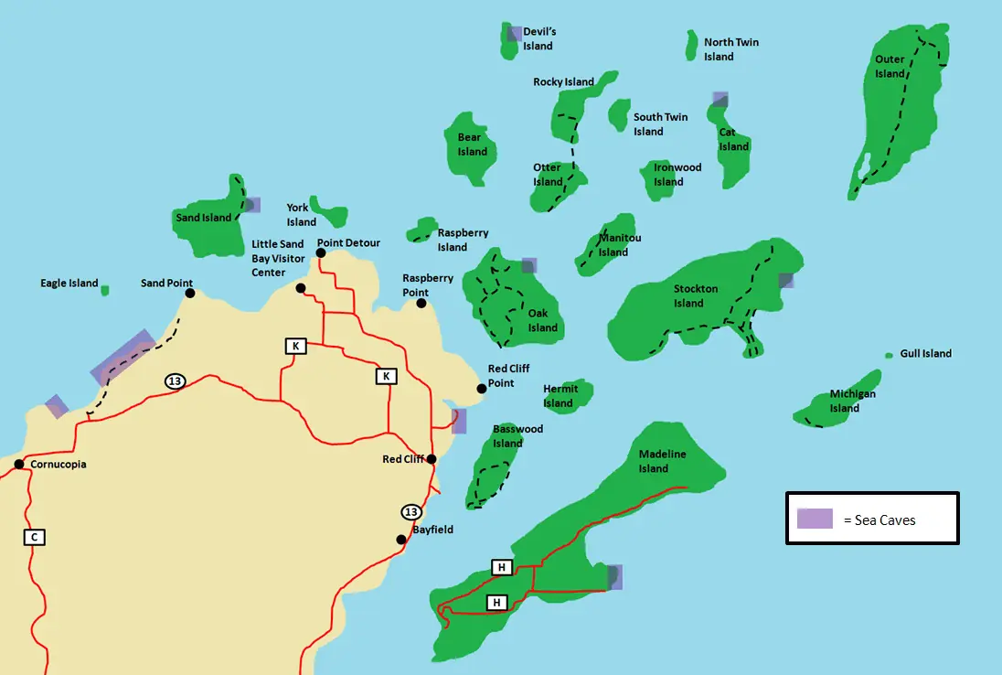 Apostle Islands Sea Caves Map
