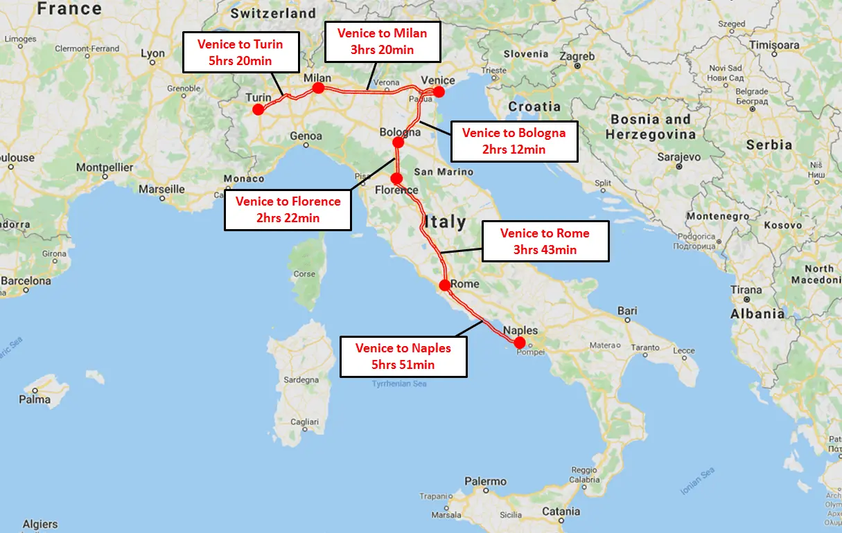 Venice travel guide - Venice Train Map