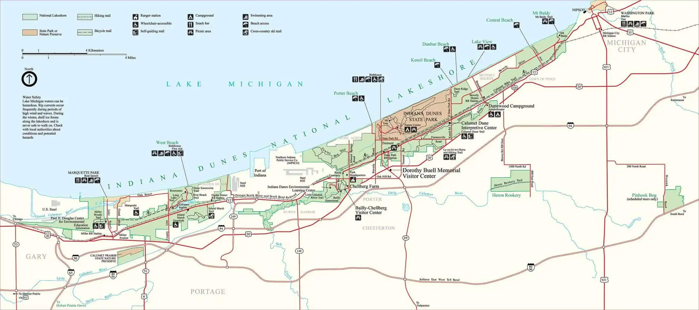 Indiana Dunes National Park Map