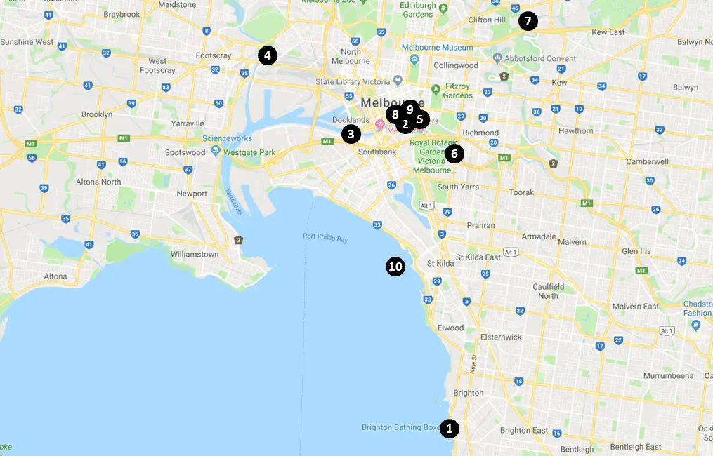 Melbourne Photography Locations Map