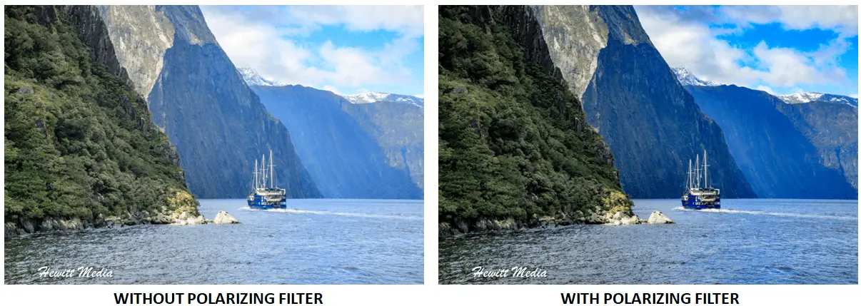 Milford Sound Photos With and Without Polarizing Filter.png