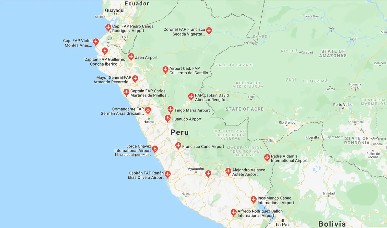 Lima Peru Travel Guide Getting to Lima - Airport Map