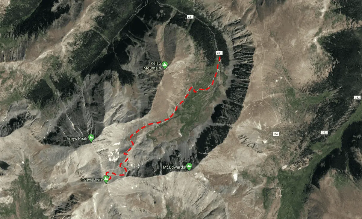 Best Fourteeners for Beginners Grays Peak Trail Map