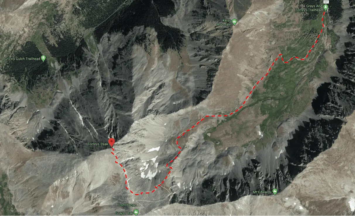 Best Fourteeners for Beginners Torreys Peak Trail Map