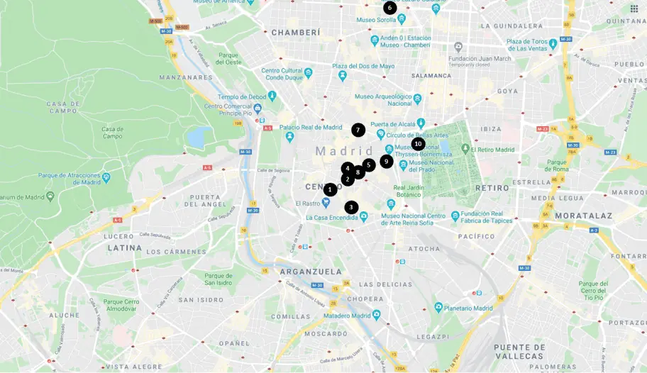 Madrid Travel Guide - Hotels and Hostels Map