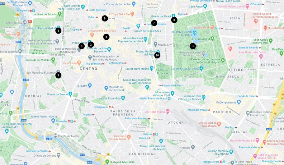 Madrid Travel Guide - Top Things to See Map