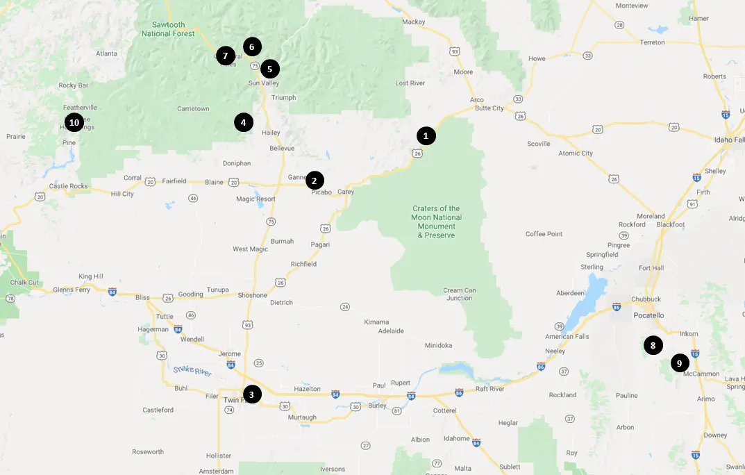 Craters of the Moon National Monument - Area Campgrounds Map
