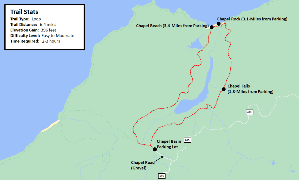 Chapel Falls and Chapel Rock Loop Hike  Map