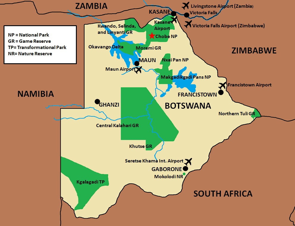 Chobe National Park Safari - Botswana Park Map