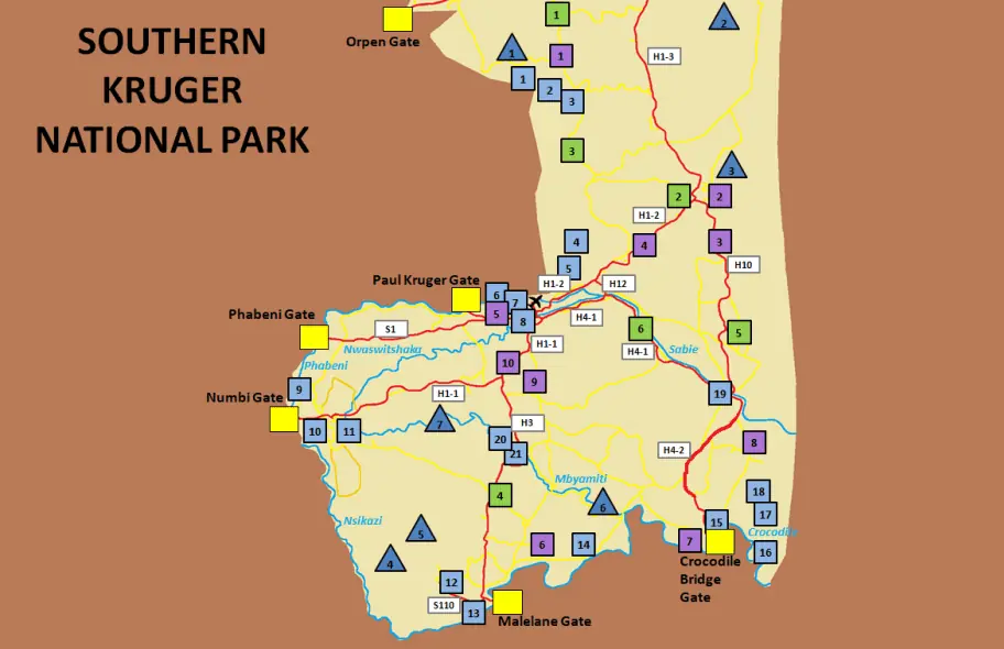 Kruger National Park Safari - Southern Kruger Map