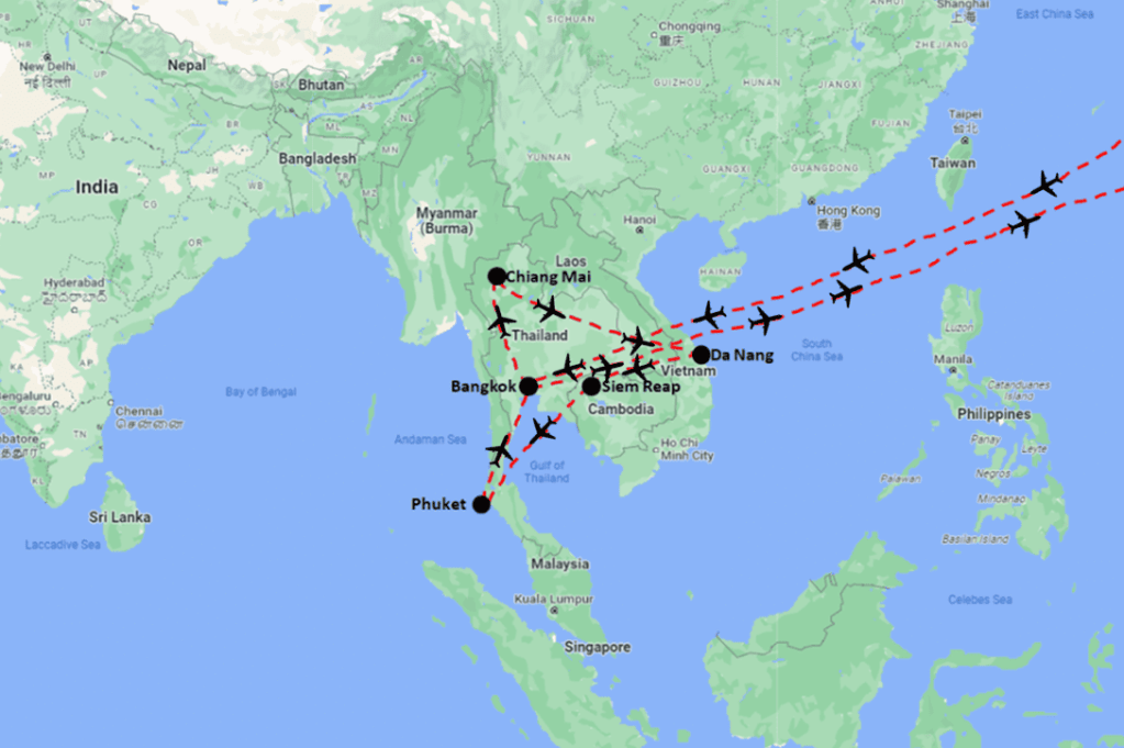 Southeast Asia Travel Itinerary Map