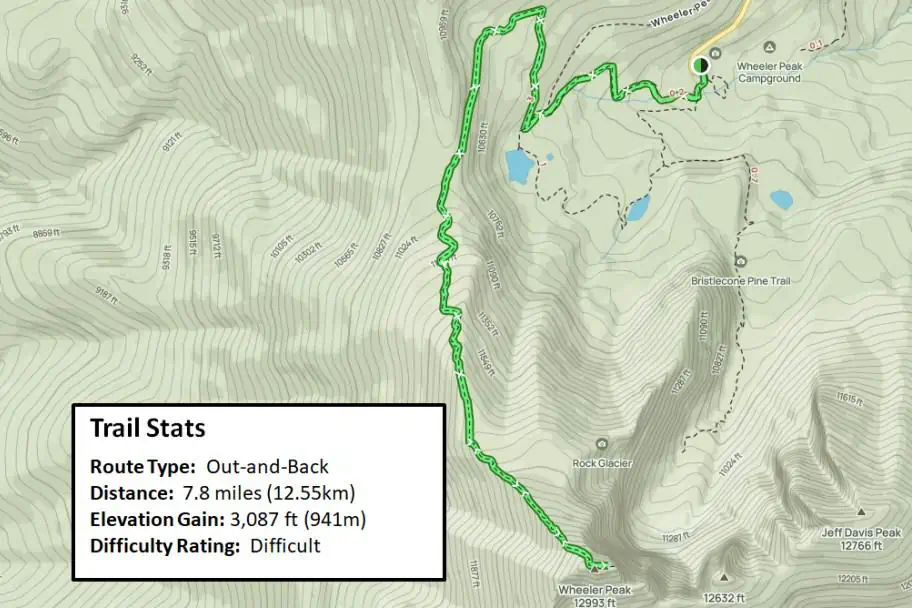 Wheeler Peak Trail Map